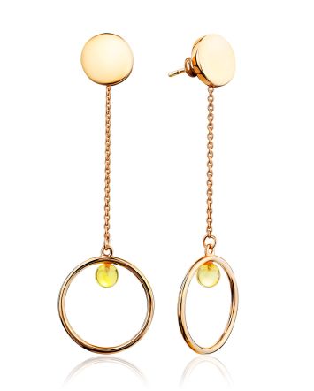 Chic Rose Gold-Plated Silver Chain Earrings With Amber The Palazzo, image 