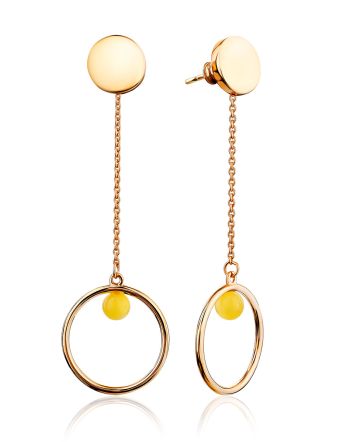 Refined Gilded Silver Chain Earrings With Natural Amber The Palazzo, image 
