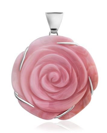 Charming Rose Motif Oyster Shell Pendant, image 