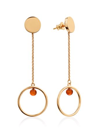 Refined Rose Gold-Plated Silver Chain Earrings With Amber The Palazzo, image 