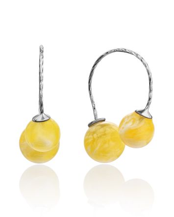 Trendy Silver Threader Earrings With Natural Amber Beads The Palazzo, image 