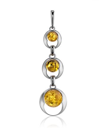Lemon Amber Dangle Pendant In Silver The Orion, image 