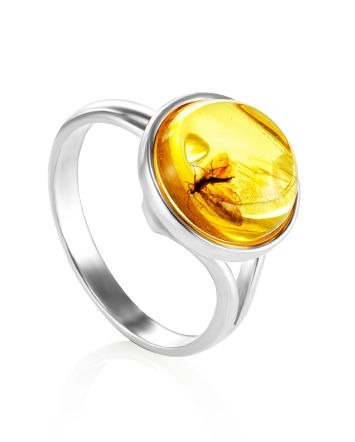 Classy Amber With Fossil Insect Ring The Clio, Ring Size: Adjustable, image 
