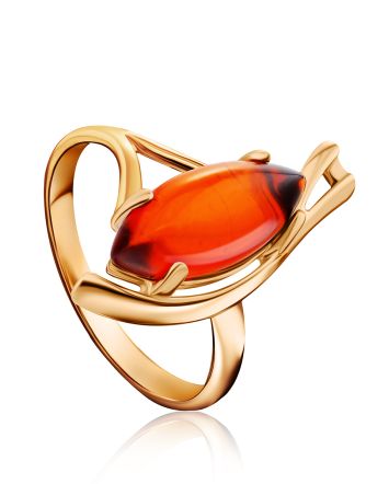 Cognac Amber Golden Ring, Ring Size: 6.5 / 17, image 
