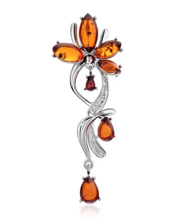 Amber Silver Floral Pendant The Verbena, image 