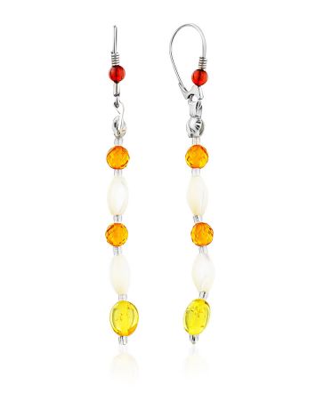 Multicolor Amber Dangle Earrings In Sterling Silver The Bohemia, image 