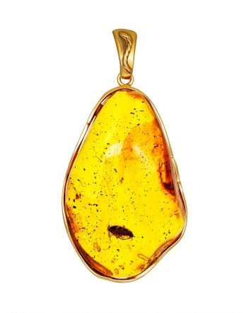 Organic Shape Amber With Fossil Insects Pendant The Clio Collection, image 