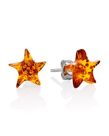 Chic Amber Star-Shaped Earrings, image 