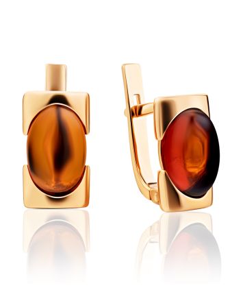 Geometric Amber In Gold Earrings The Rondo, image 