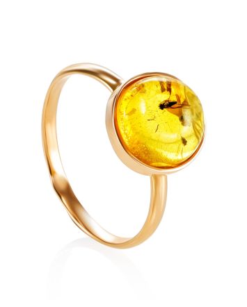 Luminous Gold Amber Ring The Clio, Ring Size: 6.5 / 17, image 