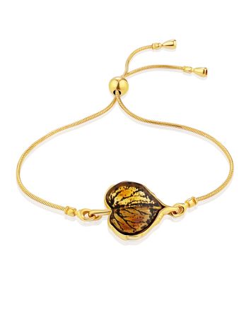 Leaf Motif Gilded Silver Amber Slider Bracelet, Length: 21, image 