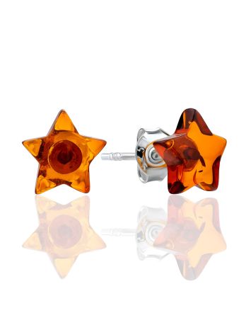 Cute Amber Star-Shaped Stud Earring, image 