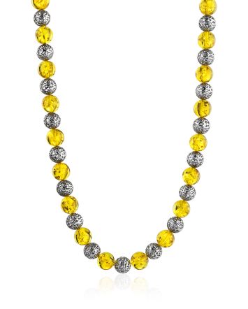 Stunning Amber And Silver Ball Beaded Necklace The Goddes, image 