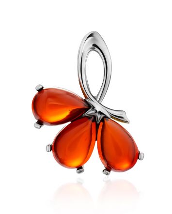 Silver Amber Pendant The Dandelion, image 