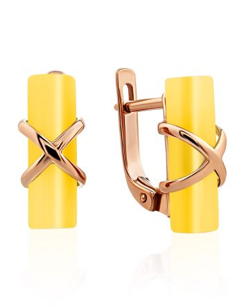 Gold Plated Earrings With Honey Amber The Scandinavia, image 