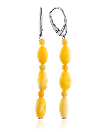 White Amber Dangle Earrings In Sterling Silver The Bohemia, image 