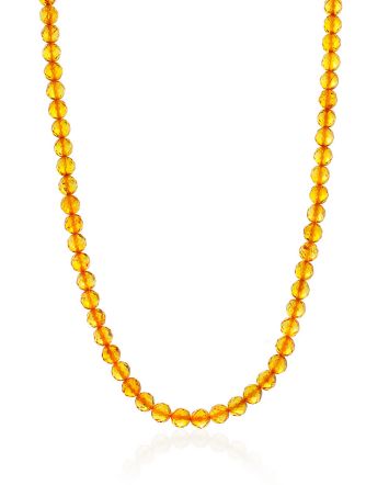 Iridescent Amber Beaded Necklace, Length: 44, image 