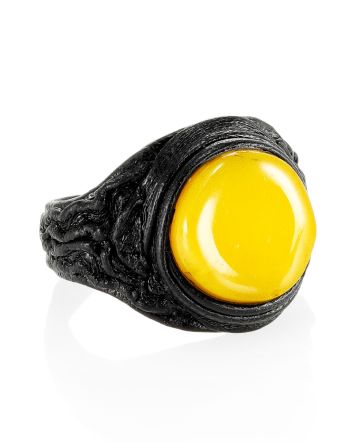 Honey Amber Leather Ring The Nefertiti, Ring Size: Adjustable, image 
