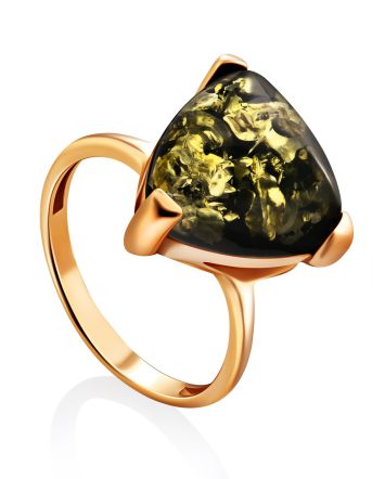 Bright Amber Ring In Gold-Plated Silver The Etude, Ring Size: 12 / 21.5, image 