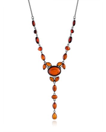 Refined Silver Necklace With Cognac Amber The Josephine, image 