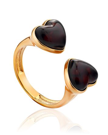 Cute Amber Heart Ring, Ring Size: 4 / 15, image 