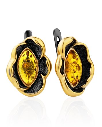 Luminous Amber Flower Earrings, image 