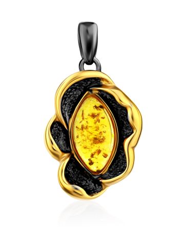 Luminous Amber Flower Pendant, image 