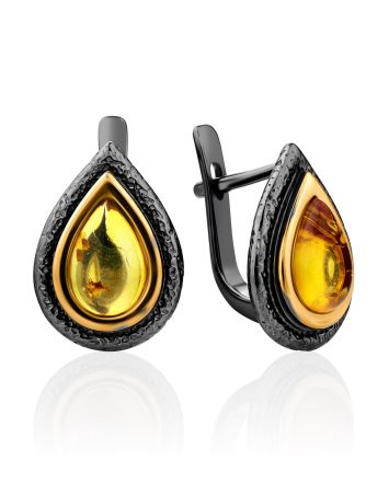 Classy Drop Shaped Amber Earrings, image 