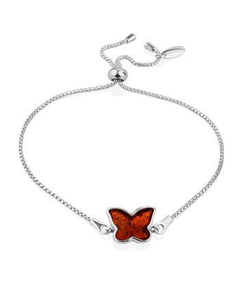 Chic Butterfly Motif Amber Slider Bracelet, image 