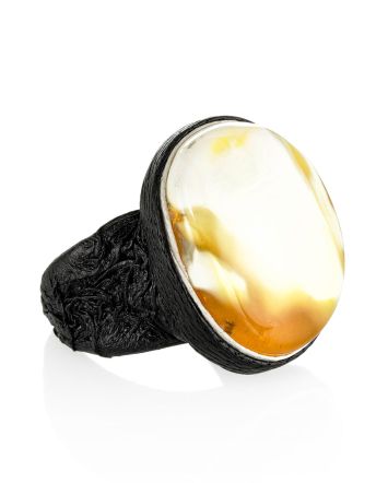Exclusive Amber In Leather Ring, Ring Size: Adjustable, image 