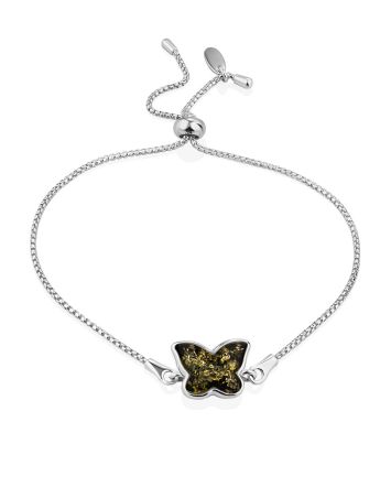 Cute Butterfly Motif Amber Slider Bracelet, image 