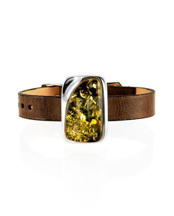 Grunge Style Leather And Amber Bracelet, image 