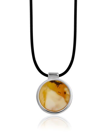 Designer Rubber Band Necklace With Round Amber Pendant The Palazzo, image 