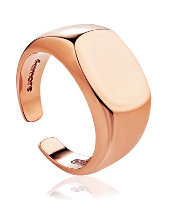 Rose Gold Plated Statement Signet Ring The ICONIC, Ring Size: Adjustable, image 