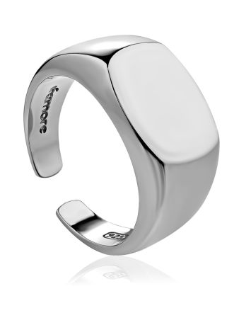 Glossy Silver Signet Ring The ICONIC, Ring Size: Adjustable, image 