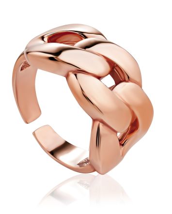 Chunky Chain Design Rose Gold Plated Ring The ICONIC, Ring Size: Adjustable, image 