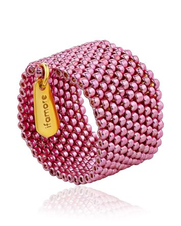 Cute Pink Colored Beaded Ring The Link, Ring Size: 10 / 20, image 