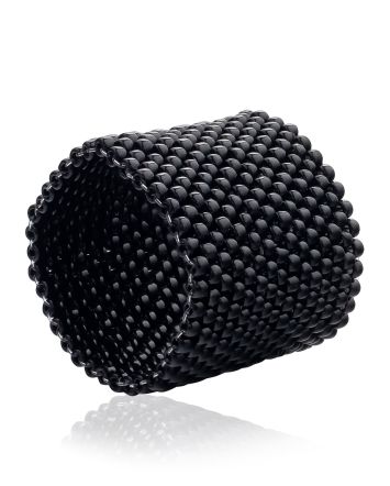 Wide Black Beaded Ring The Link, Ring Size: 5 / 15.5, image 