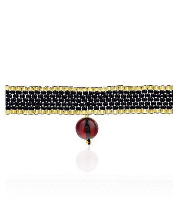Stylish Beaded Choker With Amber The Link, image 