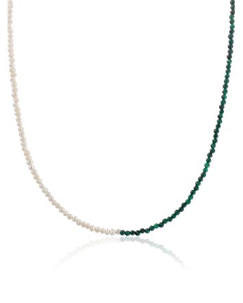 Fabulous Malachite And Pearl Choker The Link, image 