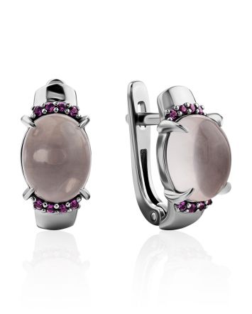 Ultra Feminine Pink Quartz Earrings, image 