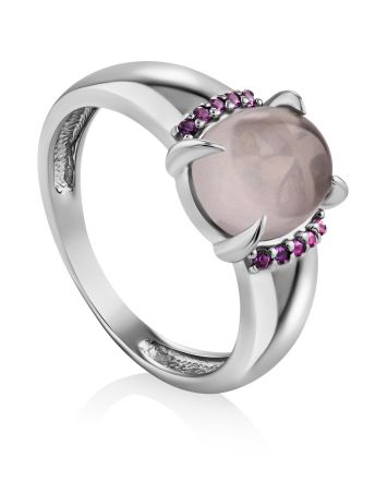 Ultra Feminine Pink Quartz Ring, Ring Size: 7 / 17.5, image 