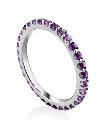 Trendy 32 Amethysts Infinity Ring, Ring Size: 10 / 20, image 