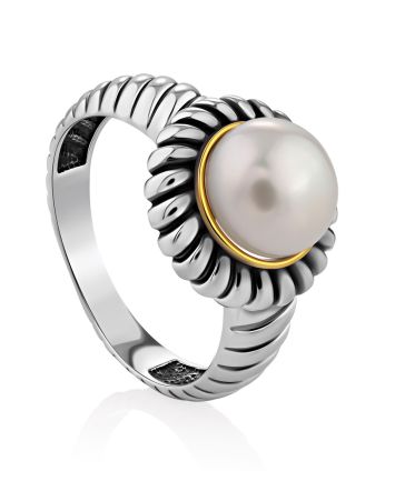 Contemporary Design Pearl Ring, Ring Size: 6.5 / 17, image 