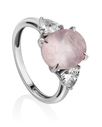 Ultra Chic Pink Quartz Ring, Ring Size: 8 / 18, image 