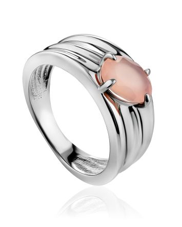 Glossy Peach Colored Quartz Ring, Ring Size: 8.5 / 18.5, image 