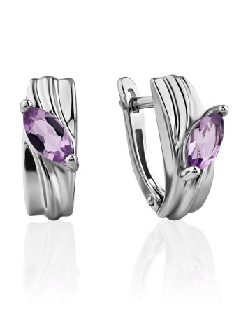 Elegant Marquise Cut Amethyst Earrings, image 