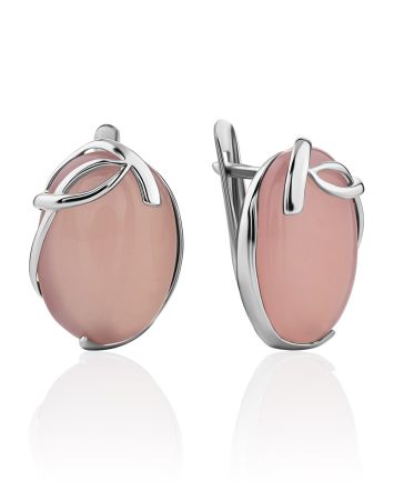 Laconic Pink Chalcedony Earrings, image 