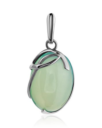 Stunning Green Chalcedony Pendant, image 