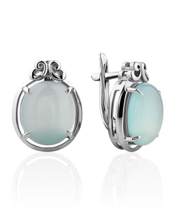 Mint Colored Chalcedony Earrings, image 